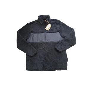 Fleece Jacket Mens Large Black  Pullover Weatherproof New